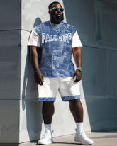 Denim Textured Print Large Men's Suit